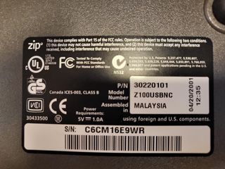 Iomega ZIP 100 USB Unidad de Disco