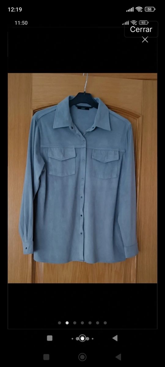 Camisa Parfois antelina , gris claro,  talla S/M