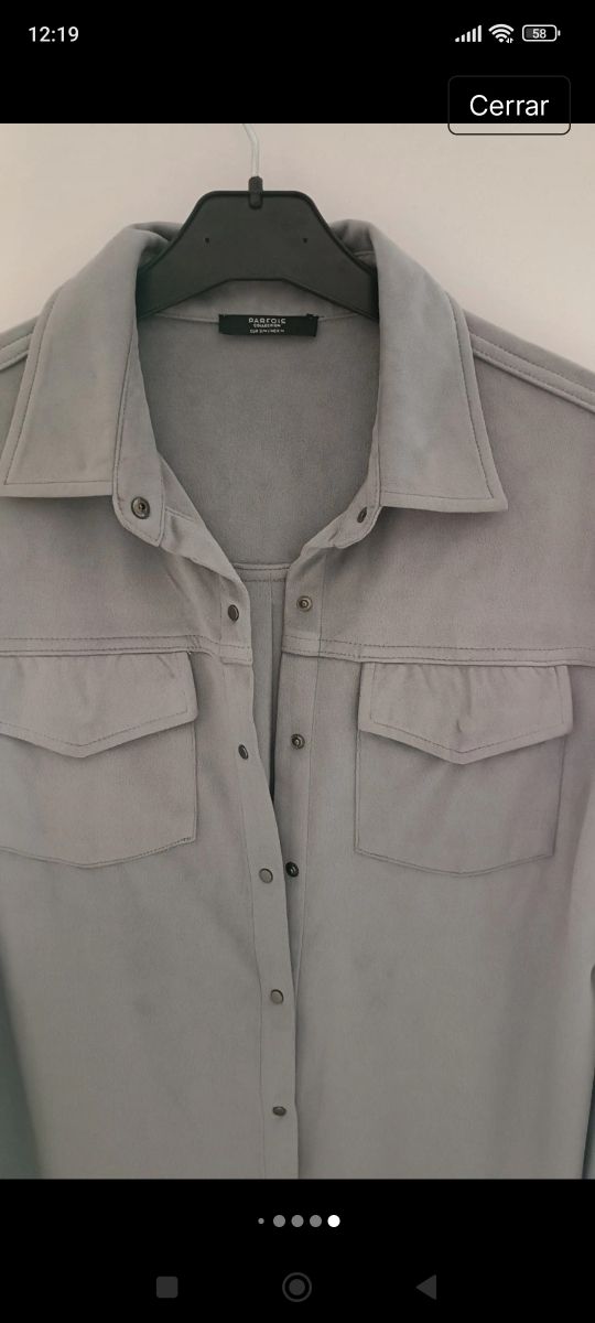 Camisa Parfois antelina , gris claro,  talla S/M