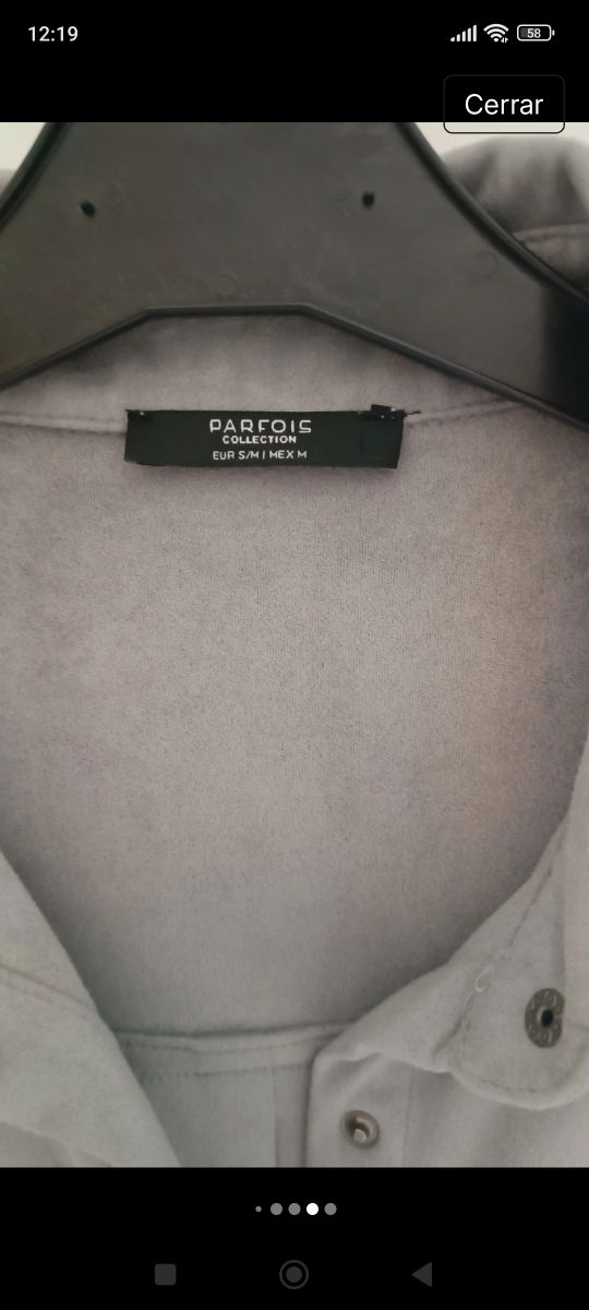 Camisa Parfois antelina , gris claro,  talla S/M