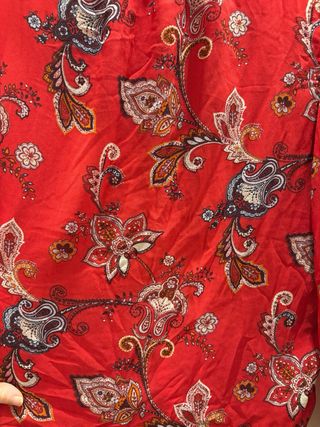Camisa Chiffon Estampada Manga Larga Roja