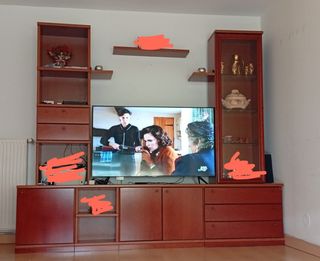 Vitrina de salón madera y cristal