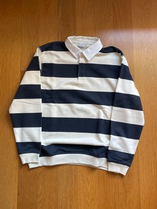 POLO SUDADERA MANGA LARGA RAYAS AZUL Y BEIGE ZARA