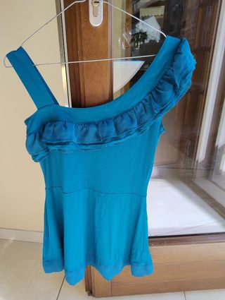 Blusa monospalla H&M color petrolio
