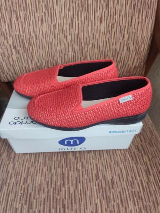 Mocasines Muro Mujer Talla 38 Rojo