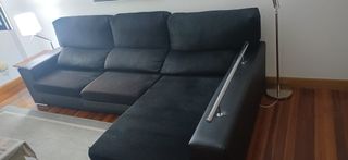 Sofá Chaise-longue Negro y Plateado