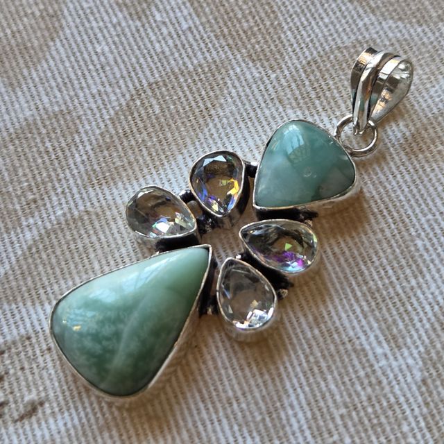 Colgante Plata 925 Angelita y Topacio Multicolor