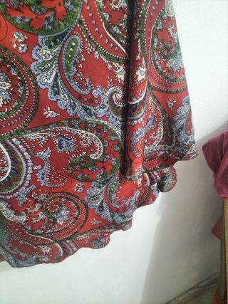 Falda larga estampada, Falda-pantalon de seda