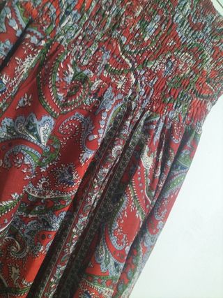 Falda larga estampada, Falda-pantalon de seda