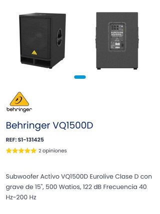 Subwoofer Behringer VQ1500D Activo Negro
15”