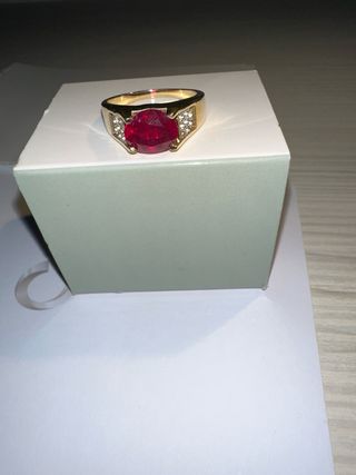 Anillo Plata bañado oro, Hombre Rubí de Madagascar