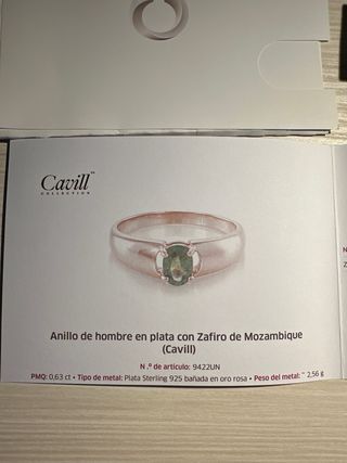 Anillo Zafiro Hombre Plata Bañado Oro rosa