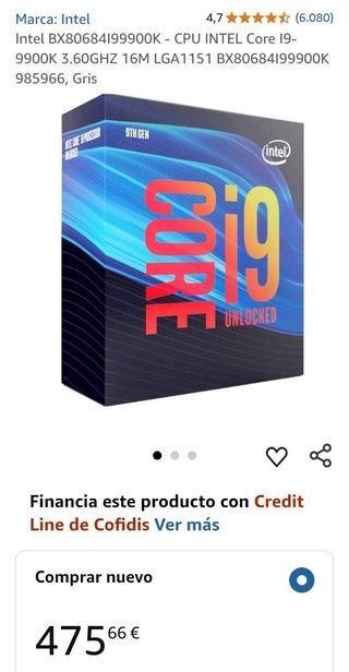 CPU Intel Core i9-9900K 3.6GHz
