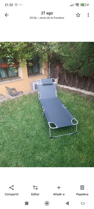 Tumbona Plegable Camping Gris