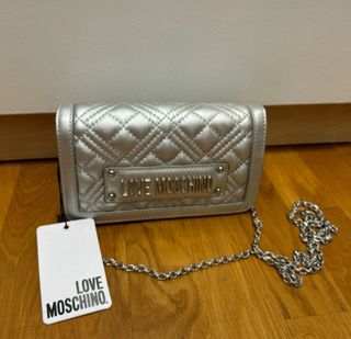 Bolso Moschino Plateado Acolchado