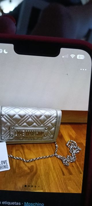 Bolso Moschino Plateado Acolchado