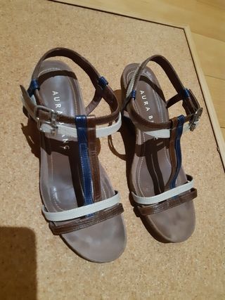 Sandalias Aura Blanc Tiras Tacón