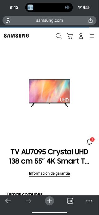 Samsung 55 Crystal UHD 4K Smart TV