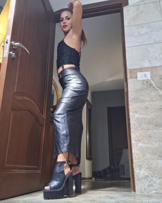 Gonna vera pelle vintage nera 36