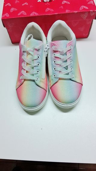 Scarpe bambina 10 Baci tg 35 arcobaleno glitter