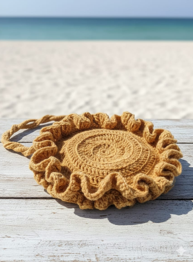 Carteira de crochê artesanal amarela