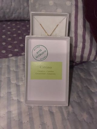 Colgante Citrino Natural Dorado Acero Inoxidable