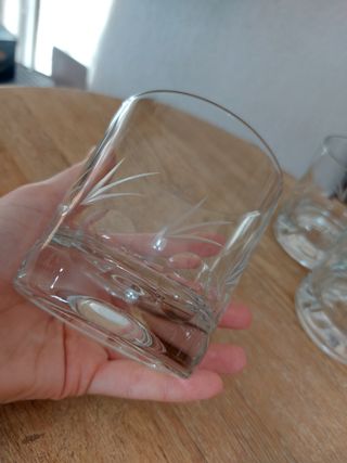 Juego Vasos Whisky y Cubitera Cristal Grabado