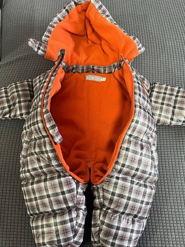 Buzo de niño a cuadros con forro naranja