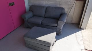 Dos Sofá de Ikea color gris de tela,puff almacenje