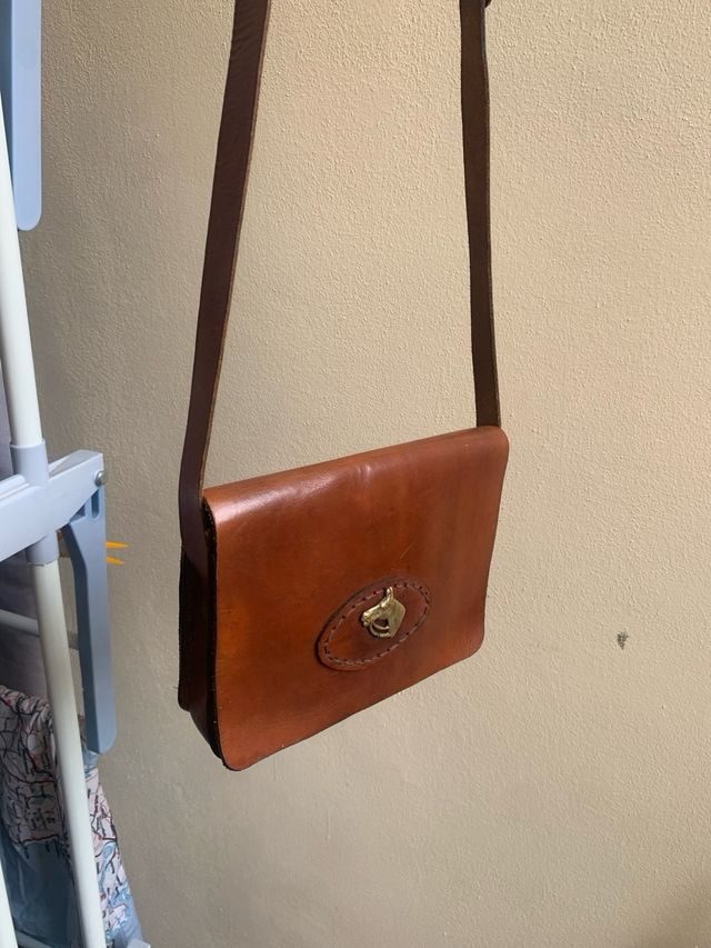 Borsa tracolla artigianale in cuoio Vintage