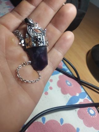 Collar Reiki Luna Calavera Amatista de metal.