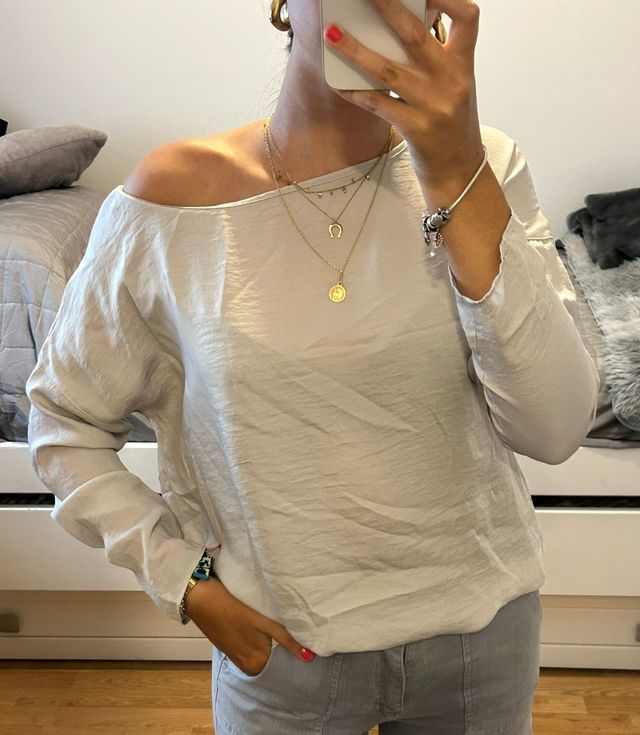 Blusa beige Mango Talla S