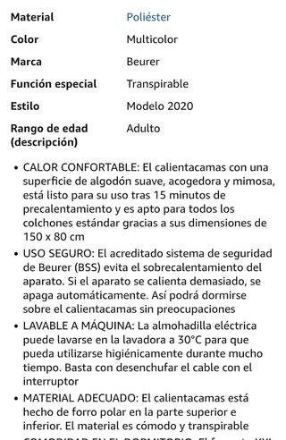 Manta Eléctrica Beurer TS 26 Doble