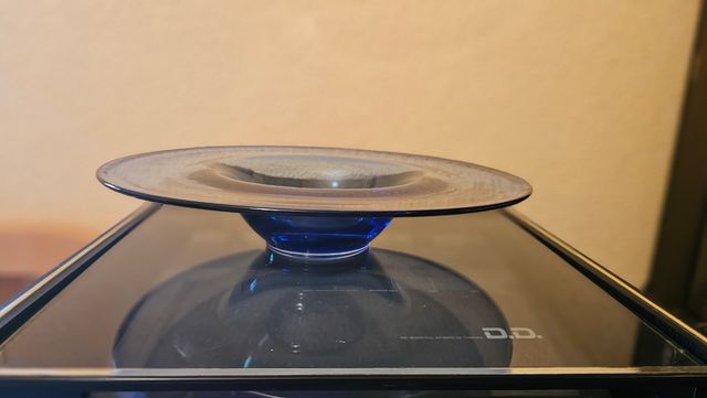 Centro de mesa italiano de cristal Murano azul.