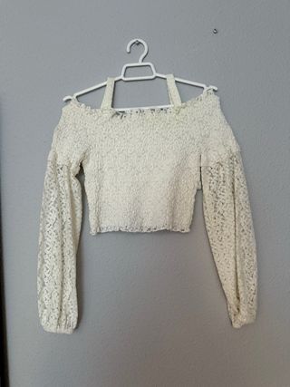 Blusa Zara color blanco, talla 13/14 (164cm)