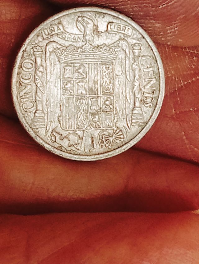 Moneda España 10 céntimos 1945 Aluminio hotra de 5