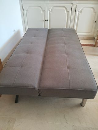 Sillón Cama Gris Tela y Metal