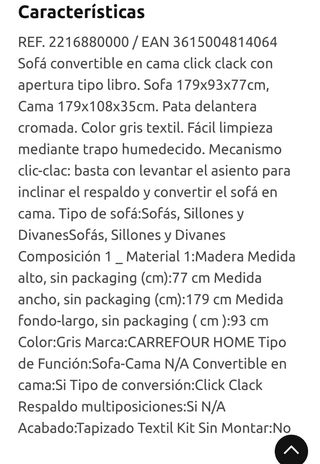 Sillón Cama Gris Tela y Metal