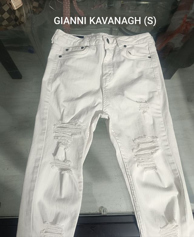 Gianni Kavanagh Vaqueros Blancos Rotos Talla S