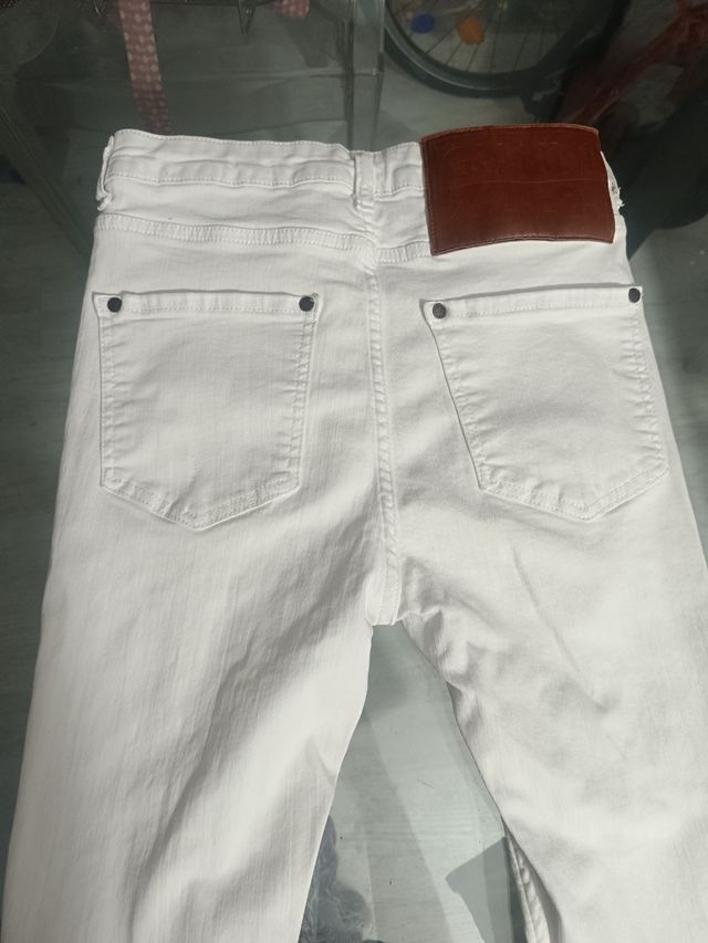 Gianni Kavanagh Vaqueros Blancos Rotos Talla S