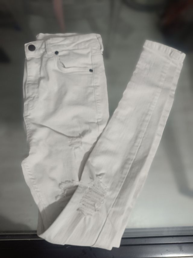 Gianni Kavanagh Vaqueros Blancos Rotos Talla S
