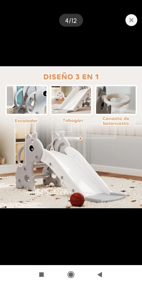 Tobogán infantil con canasta