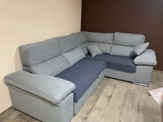 Sofá Cama Gris y Azul