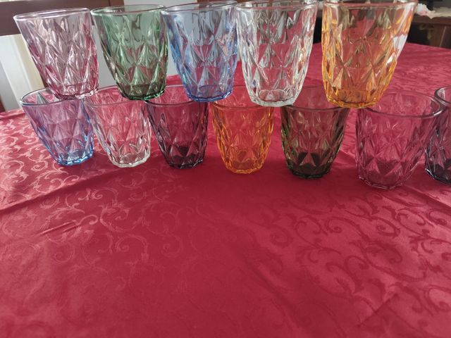 Set servizio 12 Bicchieri Vetro Colorati