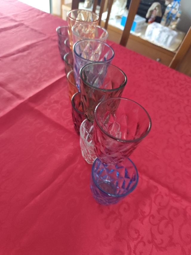 Set servizio 12 Bicchieri Vetro Colorati