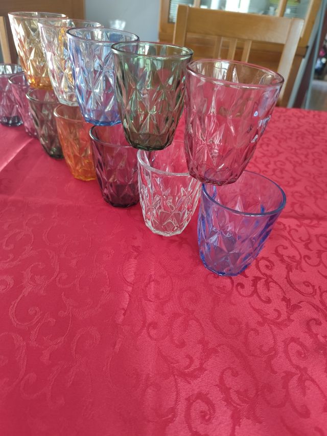 Set servizio 12 Bicchieri Vetro Colorati