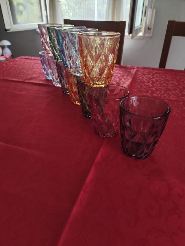 Set servizio 12 Bicchieri Vetro Colorati