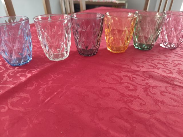 Set servizio 12 Bicchieri Vetro Colorati