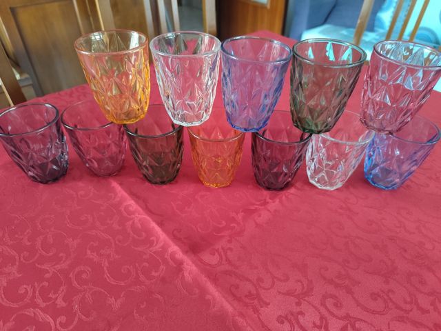 Set servizio 12 Bicchieri Vetro Colorati