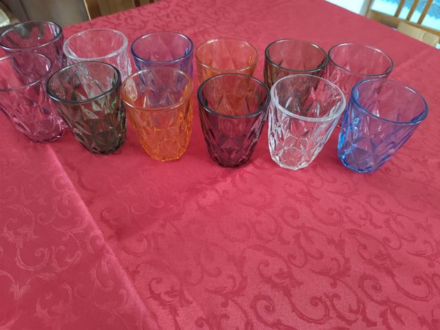 Set servizio 12 Bicchieri Vetro Colorati